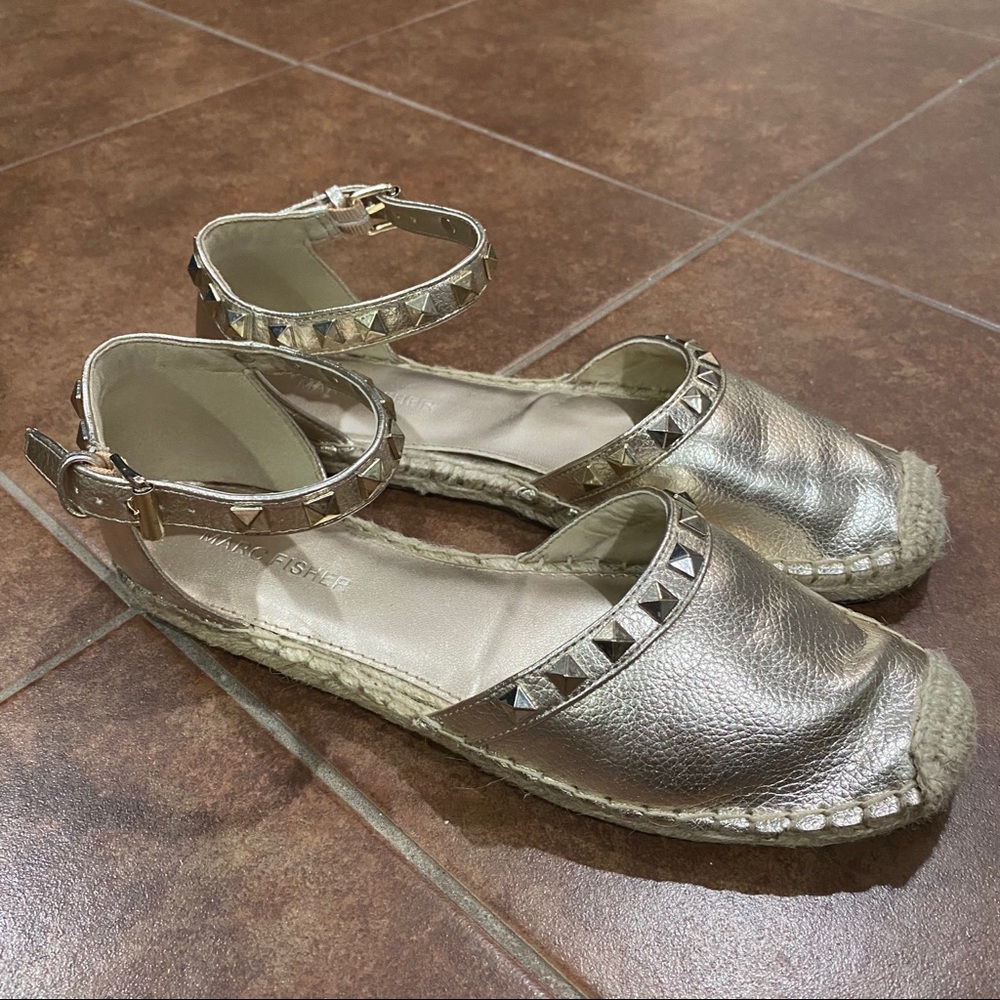 Marc Fisher Gold Espadrille Flats